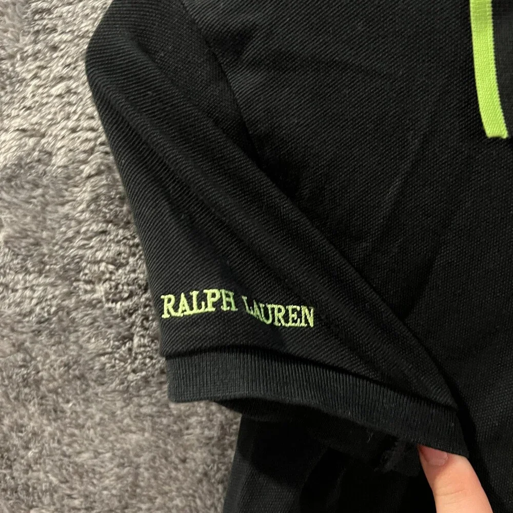 Ralph Lauren Golf Shirt Boys Small Black Tailored Fit Polo Big Pony Rugby Youth